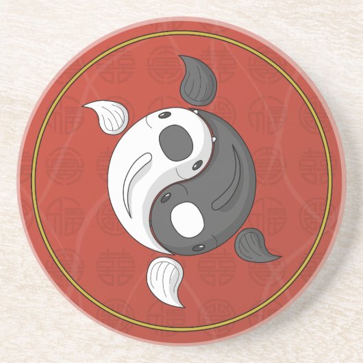 Yin en Yang het Koi Sandstone Onderzetter (Voorkant)