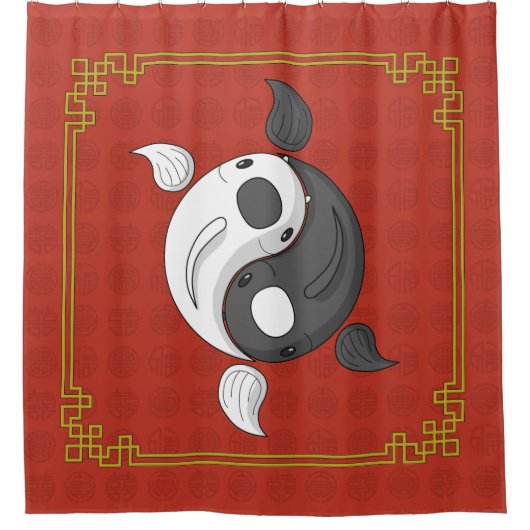 Yin en Yang het Koi Shower Curtain Douchegordijn (Voorkant)