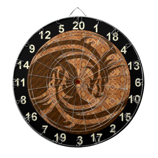 Yin en Yang houten dartbord met cijfers (Voorkant)