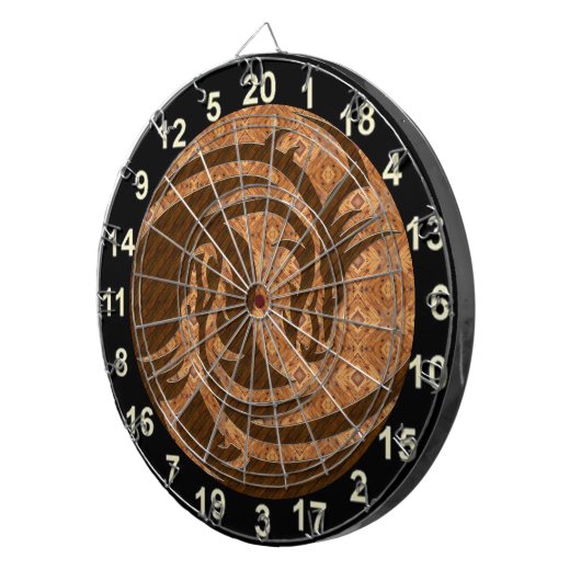 Yin en Yang houten dartbord met cijfers (Voorkant Rechts)