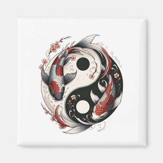 Yin en Yang Japanse Koi Vis Magneet (Voorkant)
