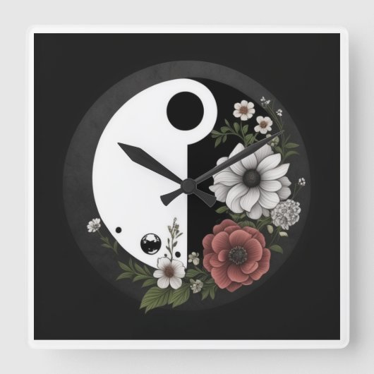 Yin en Yang-klok Vierkante Klok (Voorkant)