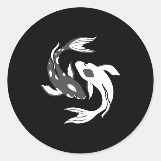 Yin en Yang Koi Fish Ronde Sticker (Voorkant)