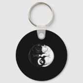 Yin en Yang Pet Cat Zwarte Witte Katten Sleutelhanger (Voorkant)