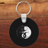 Yin en Yang Pet Cat Zwarte Witte Katten Sleutelhanger (Voorkant)