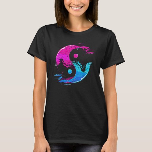 Yin en Yang Qi Gong Tai Chi Synthwave Fusion Water T-shirt (Voorkant)