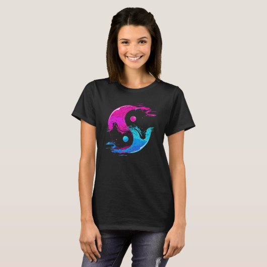 Yin en Yang Qi Gong Tai Chi Synthwave Fusion Water T-shirt (Voorkant volledig)