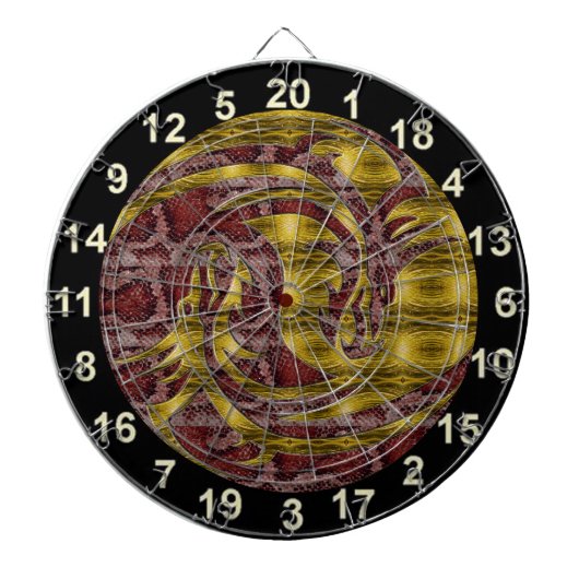 Yin en Yang red and yellow dragon dart board Dartbord (Voorkant)