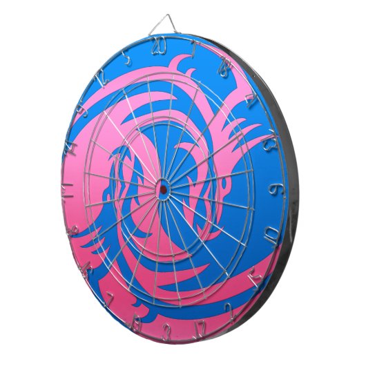 Yin en Yang roze en blauwe draak Dartbord (Voorkant Rechts)