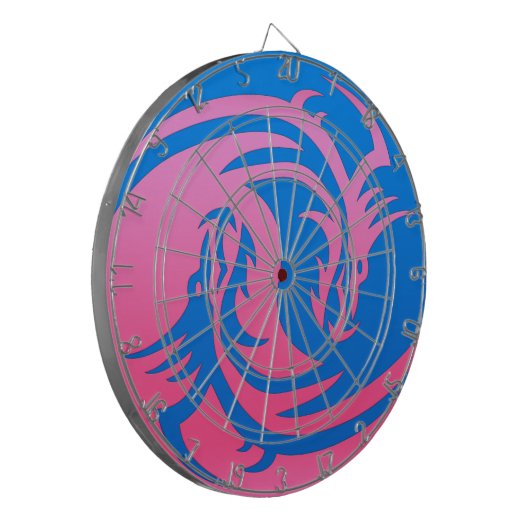 Yin en Yang roze en blauwe draak Dartbord (Voorkant Links)