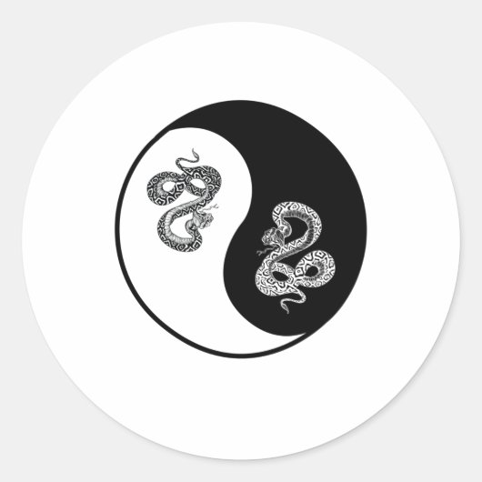 Yin en Yang slangenontwerp op witte achtergrond Ronde Sticker (Voorkant)