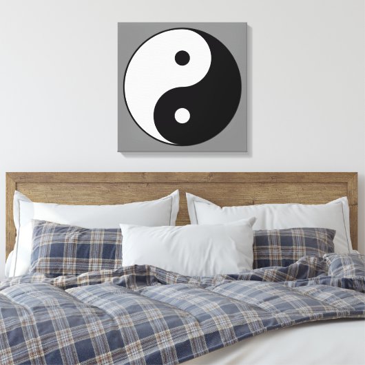 Yin en Yang Symbol (Chinese Taoïstische Taijitu) Canvas Afdruk (Insitu (Slaapkamer))