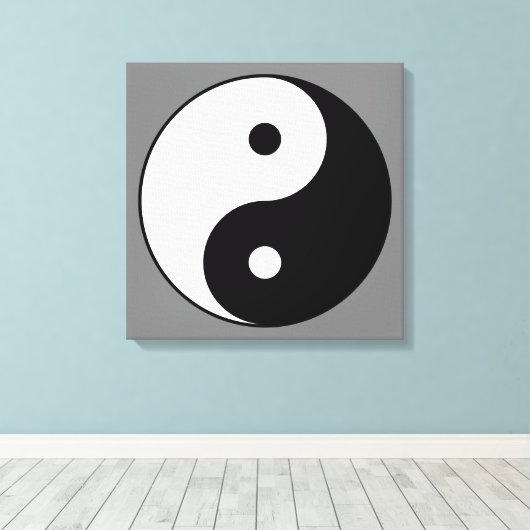 Yin en Yang Symbol (Chinese Taoïstische Taijitu) Canvas Afdruk (Insitu (Houten vloer))