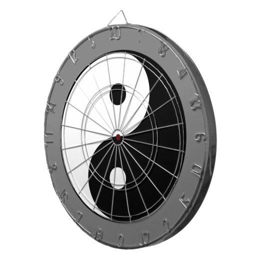 Yin en Yang Symbol (Chinese Taoïstische Taijitu) Dartbord (Voorkant Rechts)