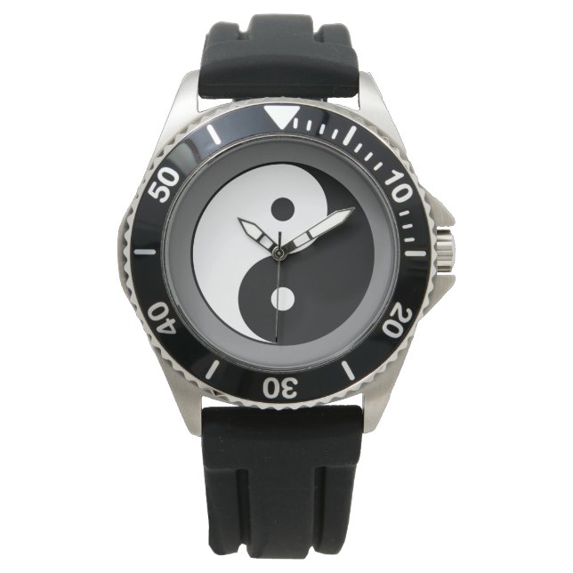 Yin en Yang Symbol (Chinese Taoïstische Taijitu) Horloge (Voorkant)