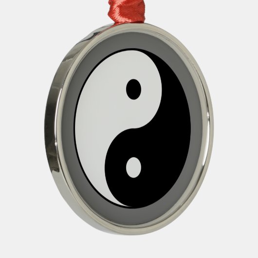 Yin en Yang Symbol (Chinese Taoïstische Taijitu) Metalen Ornament (Rechts)