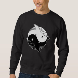Yin en Yang Symbool Blauw Zee Walvissen Ocean Life Trui