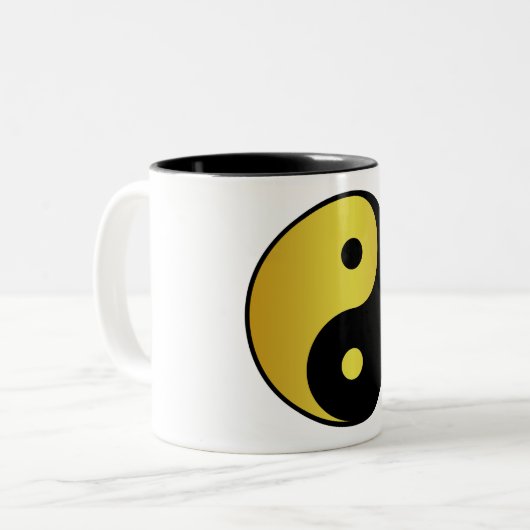 Yin- en Yang-symbool | Goudaziatische filosofische Tweekleurige Koffiemok (Voorkant links)