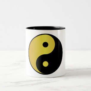 Yin- en Yang-symbool   Goudaziatische filosofische Tweekleurige Koffiemok