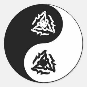 Yin- en yang-teken in zwart en wit ronde sticker