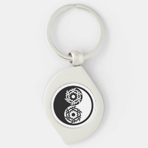 Yin- en yang-teken in zwart en wit sleutelhanger