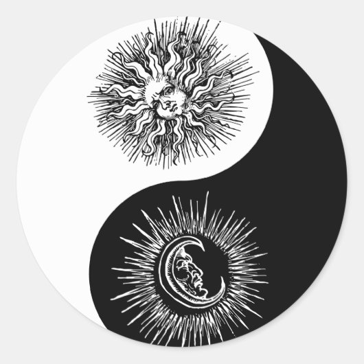 Yin en yang teken - Zon vs Maan Ronde Sticker (Voorkant)