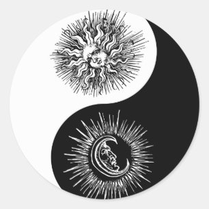 Yin en yang teken - Zon vs Maan Ronde Sticker