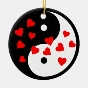 Yin en Yang tekenen met Valentijn harten Keramisch Ornament