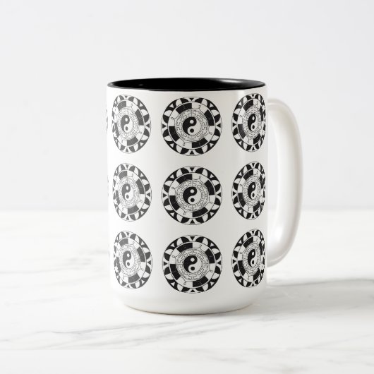 Yin en Yang Tiled Asian Symbol Mok (Voorkant rechts)