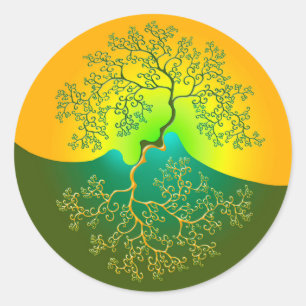 Yin en Yang Tree in Natuur Ronde Sticker