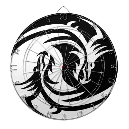 Yin en Yang witte en zwarte draak Dartbord (Voorkant)