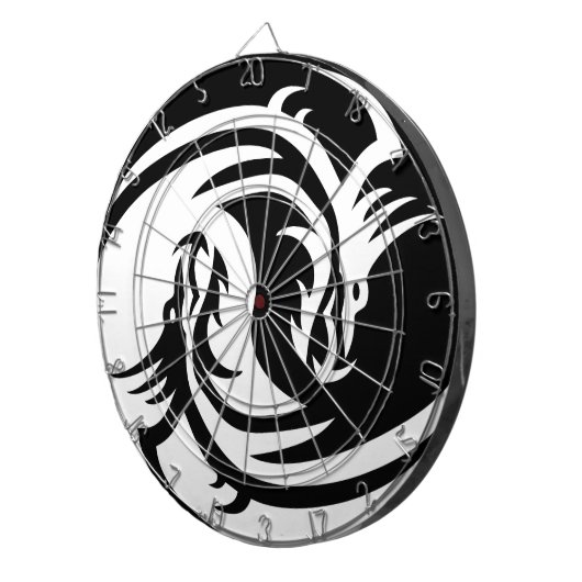 Yin en Yang witte en zwarte draak Dartbord (Voorkant Rechts)