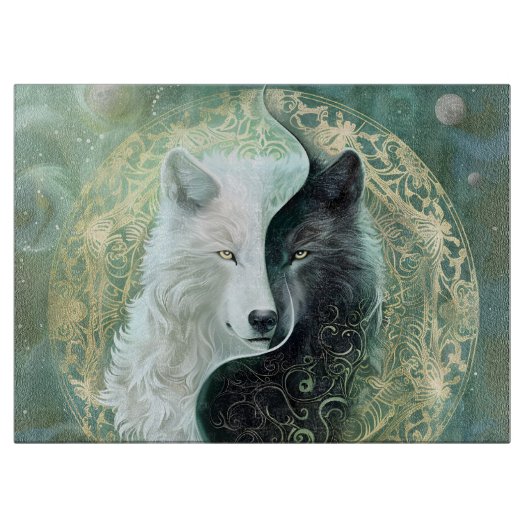 Yin en Yang-wolven Snijplank (Voorkant)