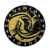 Yin en Yang zwart en gouden draak dartbord (Voorkant)