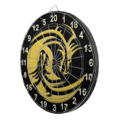 Yin en Yang zwart en gouden draak dartbord (Voorkant Rechts)