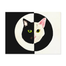 Yin en yang zwarte en witte katten schilderen