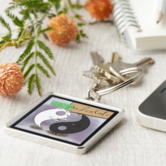 Yin Meets Yang Zen Funny Sleutelhanger (Zijkant)