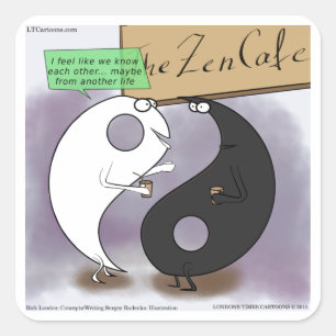Yin Meets Yang Zen Funny Vierkante Sticker