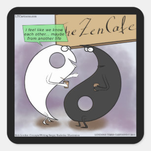 Yin Meets Yang Zen Funny Vierkante Sticker