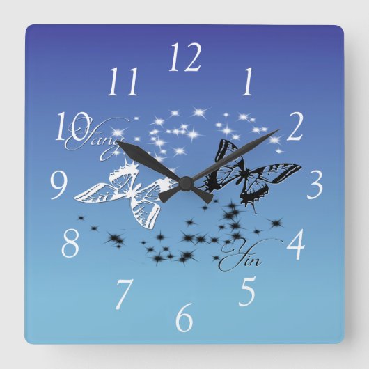 Yin n Yang Vierkante Klok (Voorkant)