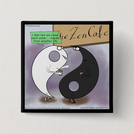 Yin Ontmoet Yang Zen Grappig Vierkante Button 5,1 Cm (Voorkant)