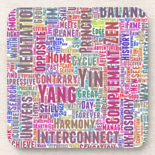 Yin Yan Nuage Mots Tekst Patroon Interconnectie Bier Onderzetter