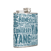 Yin Yan Nuage Mots Tekst Patroon Interconnectie Heupfles (Rechts)