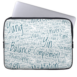 Yin Yan Nuage Mots Tekst Patroon Interconnectie Laptop Sleeve