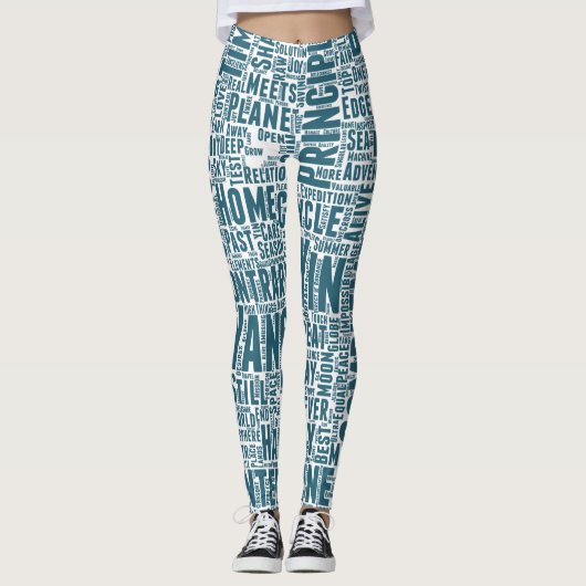Yin Yan Nuage Mots Tekst Patroon Interconnectie Leggings (Voorkant)