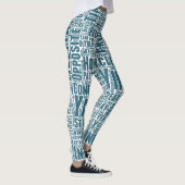 Yin Yan Nuage Mots Tekst Patroon Interconnectie Leggings (Rechts)