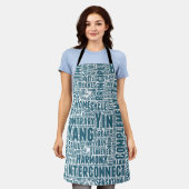 Yin Yan Nuage Mots Tekst Patroon Interconnectie Schort (Gedragen)