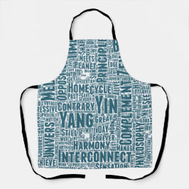 Yin Yan Nuage Mots Tekst Patroon Interconnectie Schort