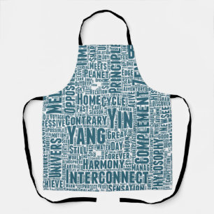 Yin Yan Nuage Mots Tekst Patroon Interconnectie Schort