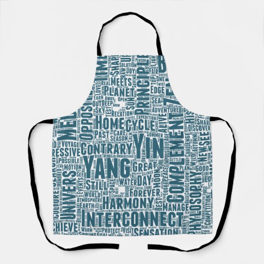 Yin Yan Nuage Mots Tekst Patroon Interconnectie Schort (Voorkant)